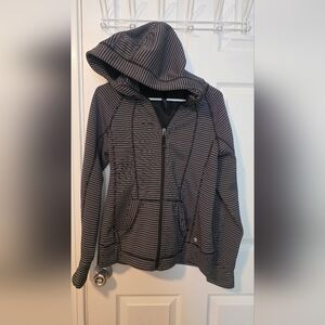 Striped Black and Gray Women's Hooded Jacket